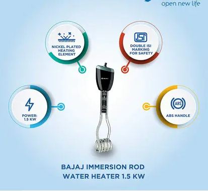 BAJAJ WATER Proof 1000 Watt Immersion Heater Rod (Shock Proof)