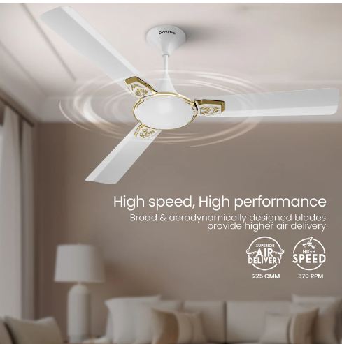 Crompton Premiun Aura 2 Designer 3D (Pearl White Gold) 1200 MM 3 Blade 1 Star Ceiling Fan