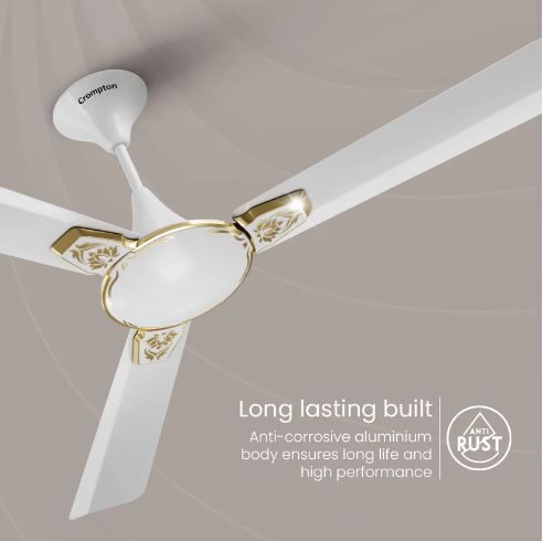 Crompton Premiun Aura 2 Designer 3D (Pearl White Gold) 1200 MM 3 Blade 1 Star Ceiling Fan