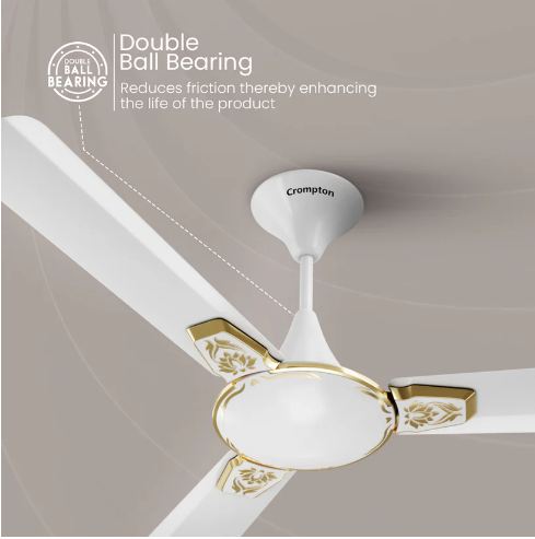 Crompton Premiun Aura 2 Designer 3D (Pearl White Gold) 1200 MM 3 Blade 1 Star Ceiling Fan